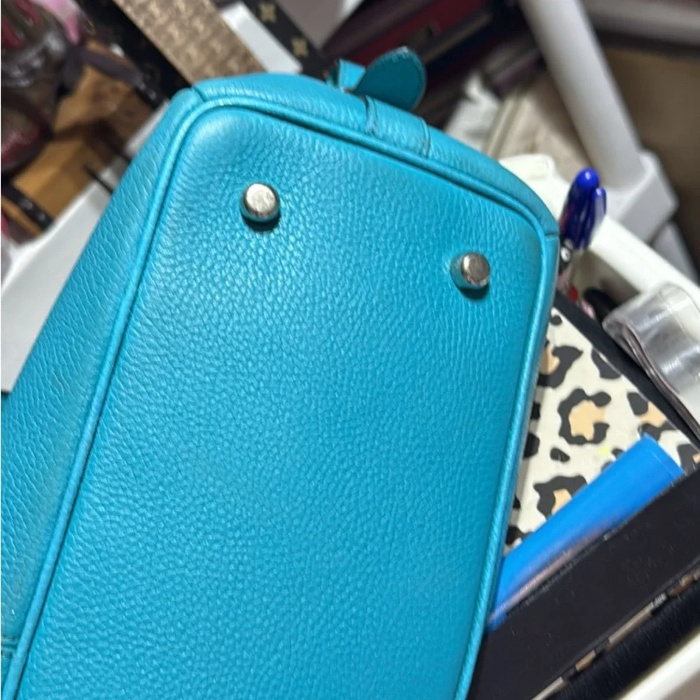 Coach Teal Leather Shoulder Bag 000541 - Picture 3 of 6